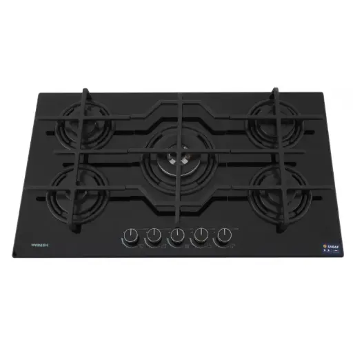 [YL-159]  Fresh Hfr90Cmgc1W Built-In Gas Cooker, 5 Burners, 90 X 60 Cm, - Black
